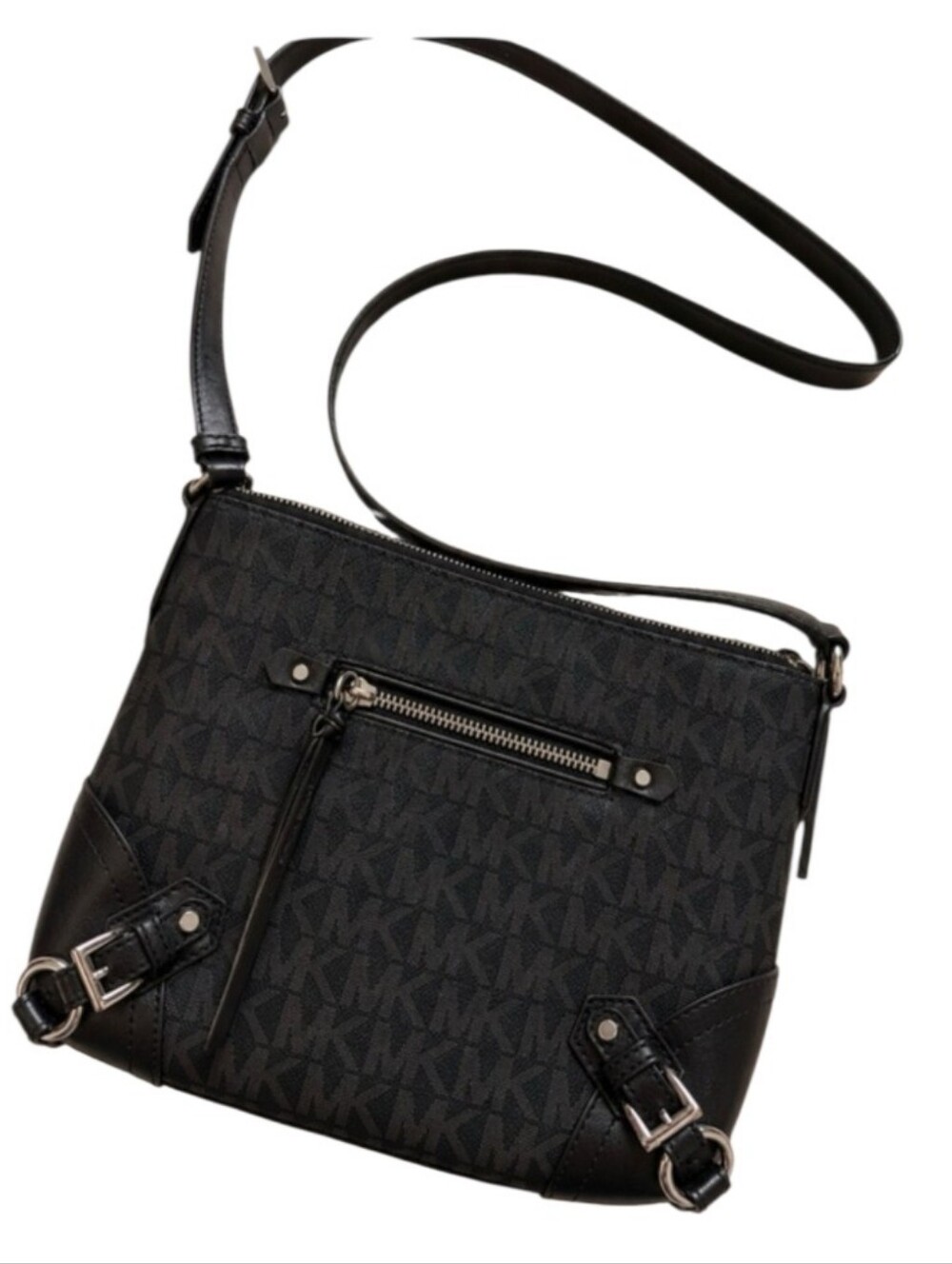 Michael Kors Fallon Black Signature Logo Crossbody Bag NWT